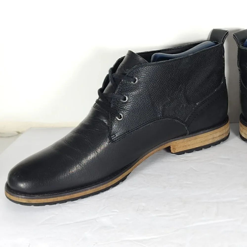 Andrew Marc Men's Nykanel US 11 Black Leather Lace-Up Ankle Chukka Boots - Picture 8 of 14